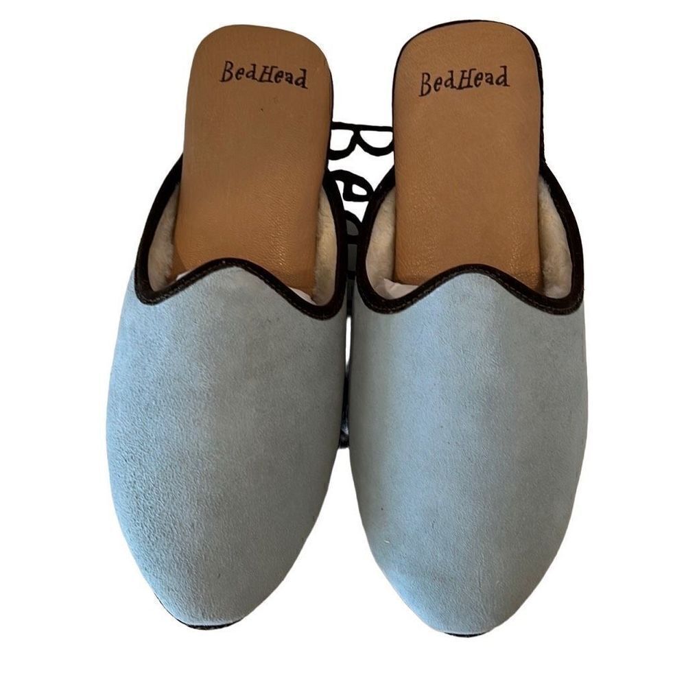 Rare BedHead Blue Shearling  Slippers Sz7 Women’s New